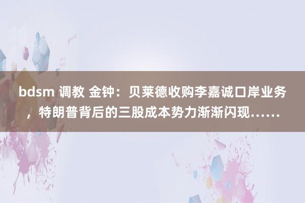 bdsm 调教 金钟：贝莱德收购李嘉诚口岸业务，特朗普背后的三股成本势力渐渐闪现……