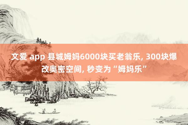 文爱 app 县城姆妈6000块买老翁乐, 300块爆改奥密空间, 秒变为“姆妈乐”