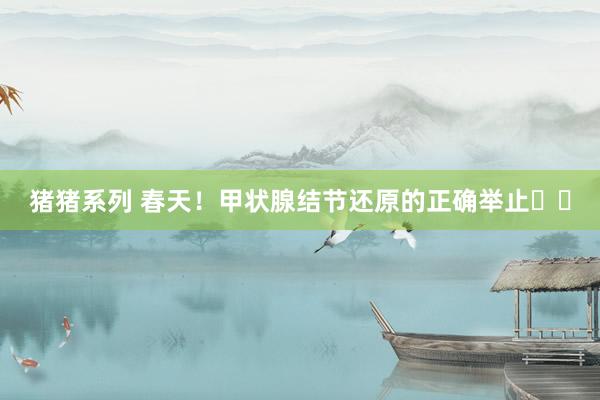 猪猪系列 春天！甲状腺结节还原的正确举止❗❗