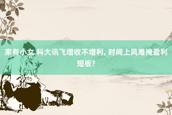 家有小女 科大讯飞增收不增利, 时间上风难掩盈利短板?
