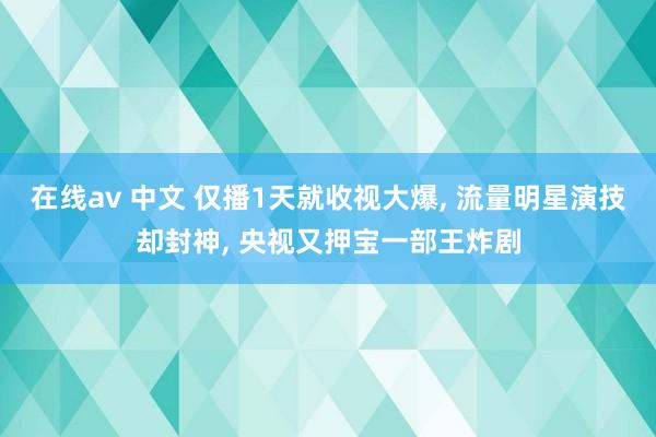 在线av 中文 仅播1天就收视大爆, 流量明星演技却封神, 央视又押宝一部王炸剧