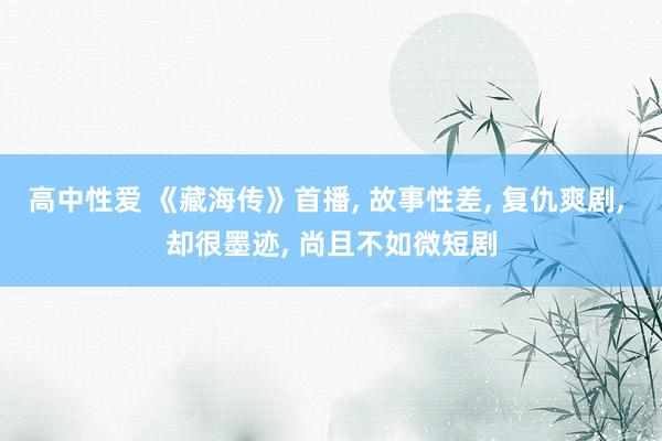 高中性爱 《藏海传》首播, 故事性差, 复仇爽剧, 却很墨迹, 尚且不如微短剧