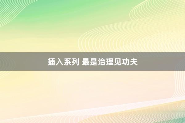 插入系列 最是治理见功夫