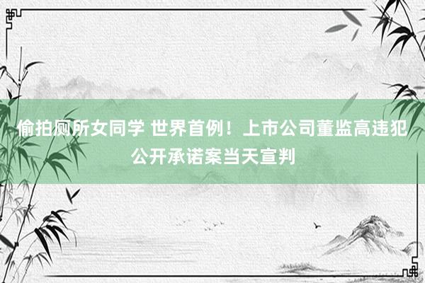 偷拍厕所女同学 世界首例！上市公司董监高违犯公开承诺案当天宣判